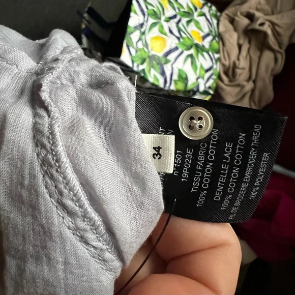 Isabel Marant Etoile Alea Ruffled Blouse in Light Blue Grey Cotton, size 34 - Picture 6 of 8